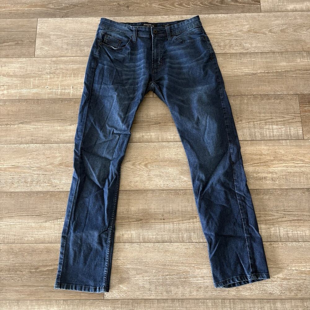 Kenneth Cole Jeans |  Mens 32x30 | NY Slim Fit Dark‎ Wash Whisker Stretch Preppy